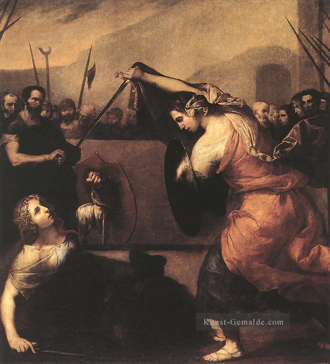Das Duell von Isabella de Carazzi und Diambra de Pottinella Tenebrism Jusepe de Ribera Ölgemälde